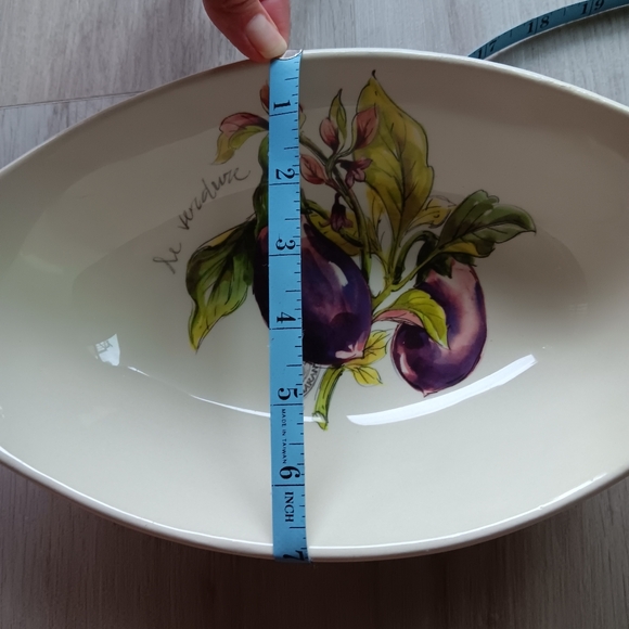 Effetti Home Oval Serving Dish Made it Italy Vegetable Picture 12" Ivory Purple - Picture 6 of 7